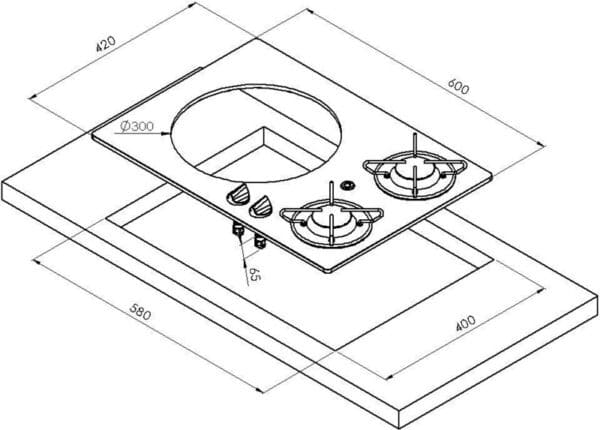 details kookplaat-spoelbakcombinatie 70178
